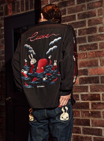 Long-sleeved open-collared shirt with embroidery of sea cucumber,, small image number 8