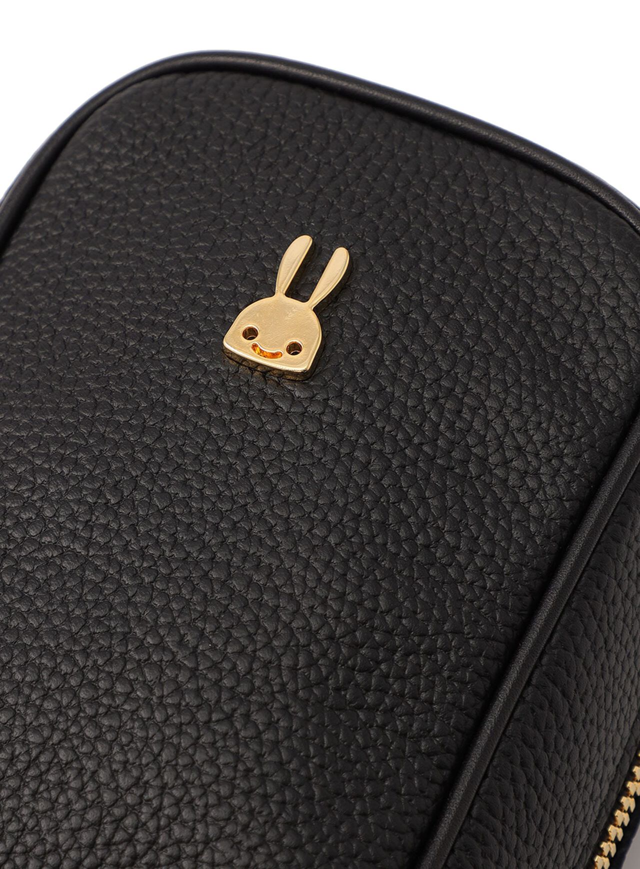 Gold rabbit leather pouch bag,ONE, large image number 2