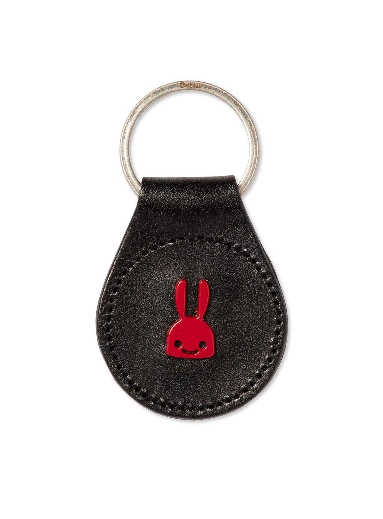 Rabbit studded leather round key ring,ONE, large image number 0
