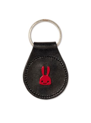 Rabbit studded leather round key ring,ONE, small image number 0