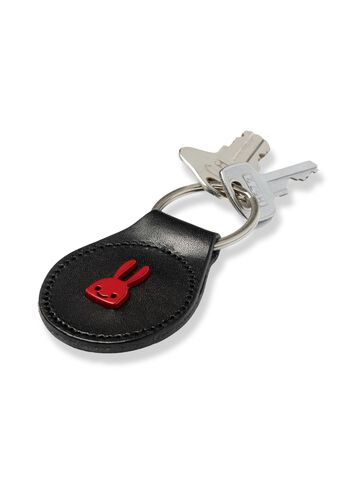 Rabbit studded leather round key ring,ONE, small image number 2
