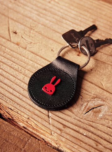 Rabbit studded leather round key ring,ONE, small image number 3