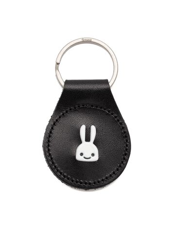Rabbit studded leather round key ring,ONE, small image number 0