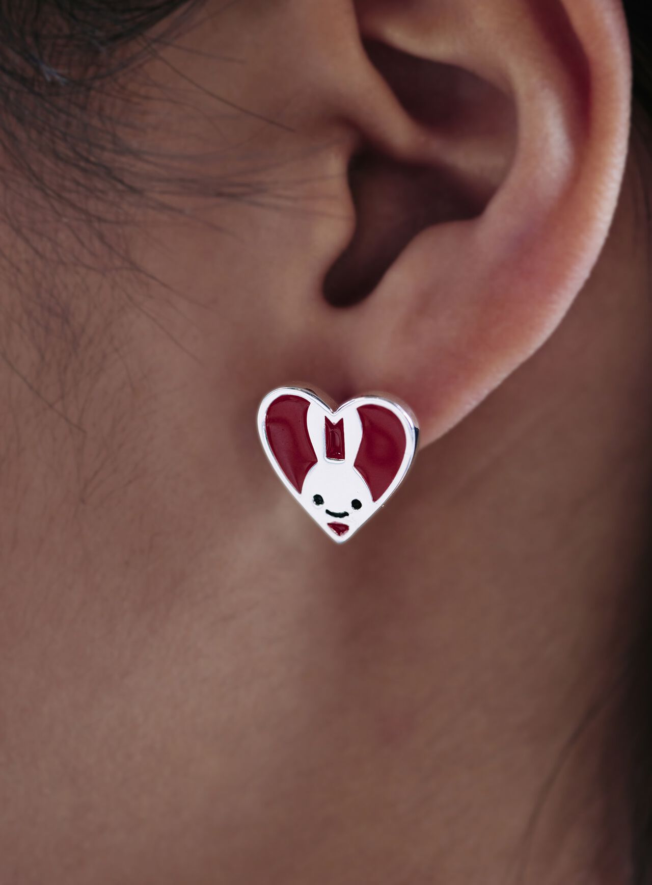 Heart Rabbit Earrings 2P,ONE, large image number 4