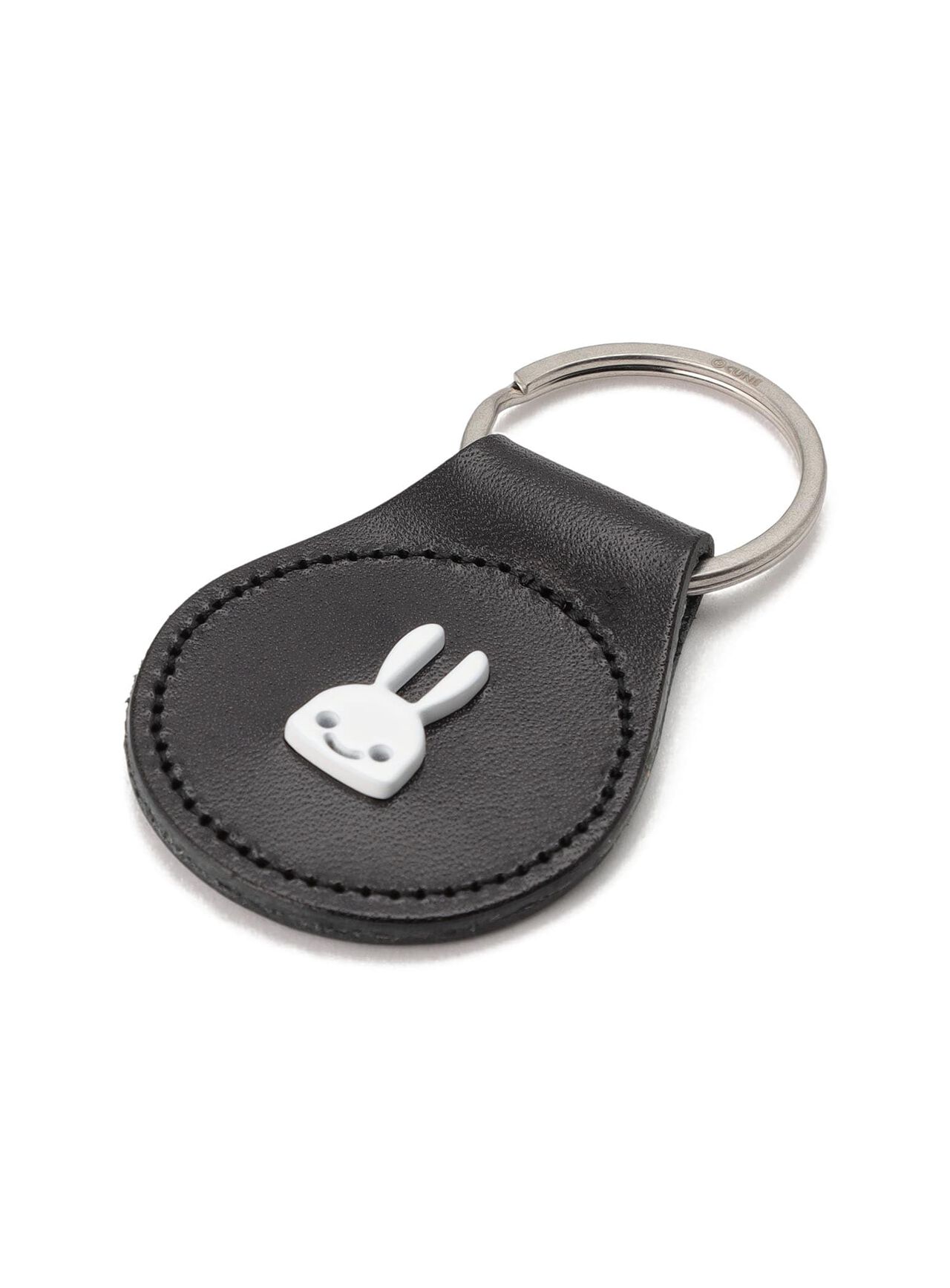 Rabbit studded leather round key ring,ONE, large image number 2