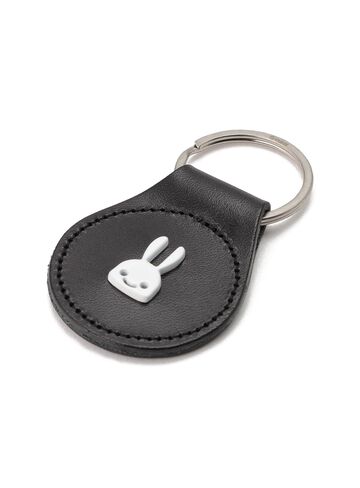 Rabbit studded leather round key ring,ONE, small image number 2